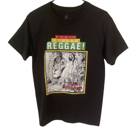 Reggae T Shirt Roots Rockers Reggae Cool Runnings Lion Adult Small Black - Picture 1 of 5